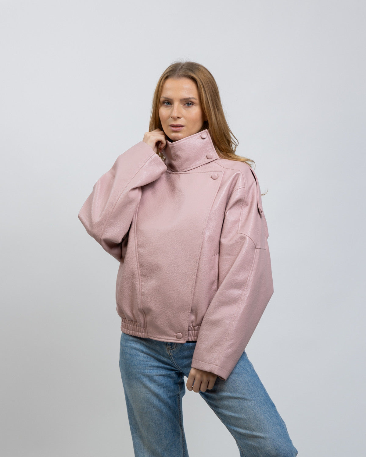 Faux Leather Jacket Blush Pink