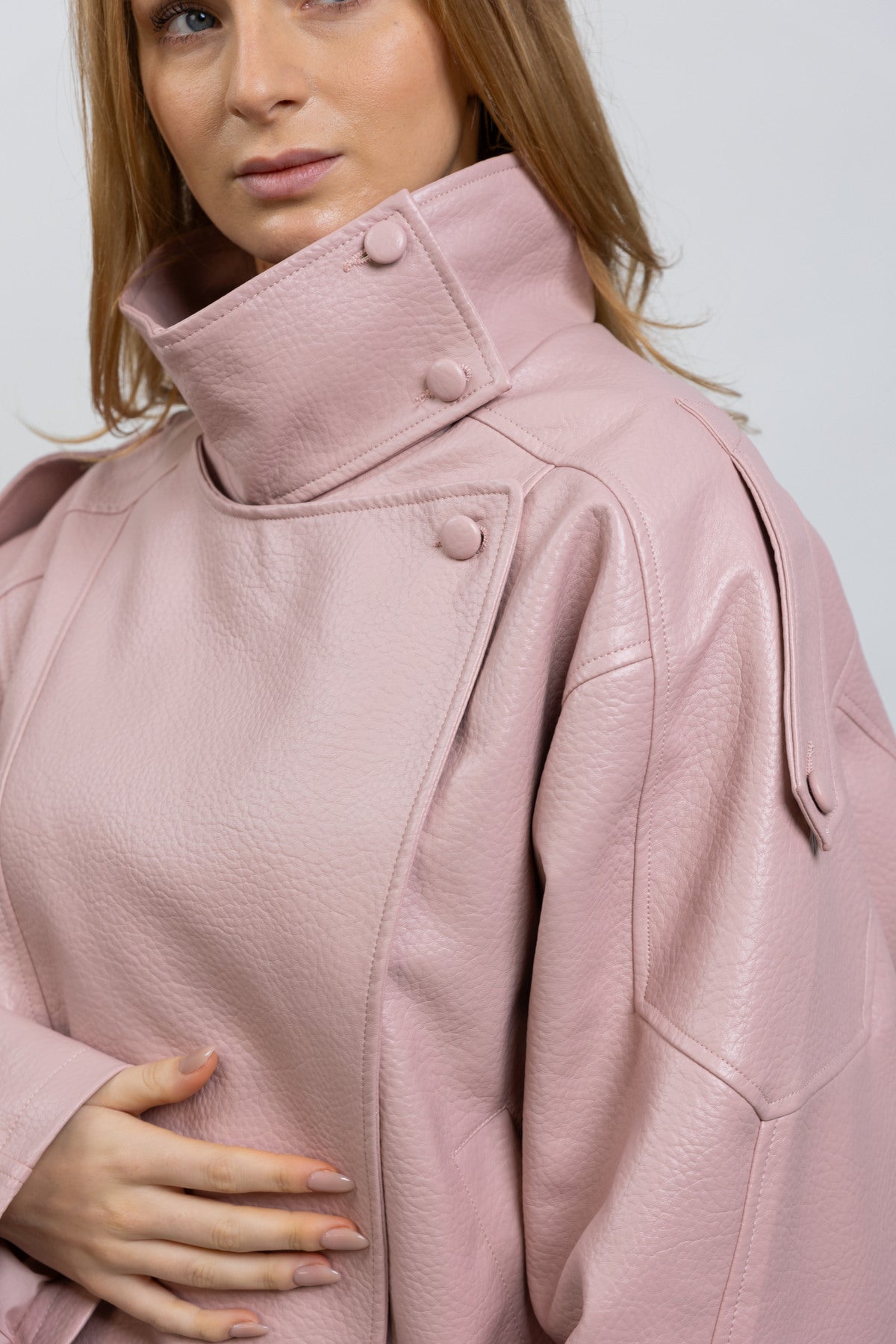 Faux Leather Jacket Blush Pink