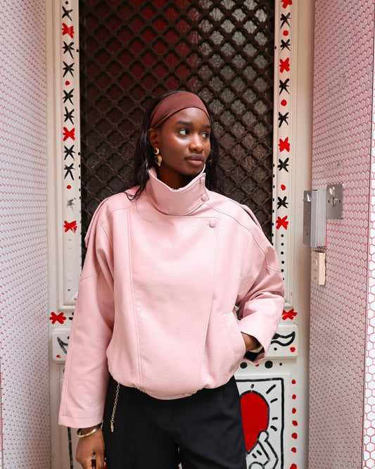 Faux Leather Jacket Blush Pink
