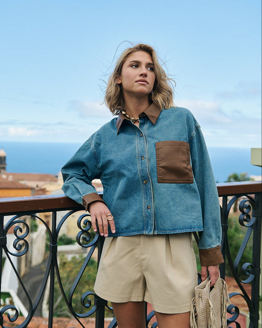 Denim Shirt Brown Detail