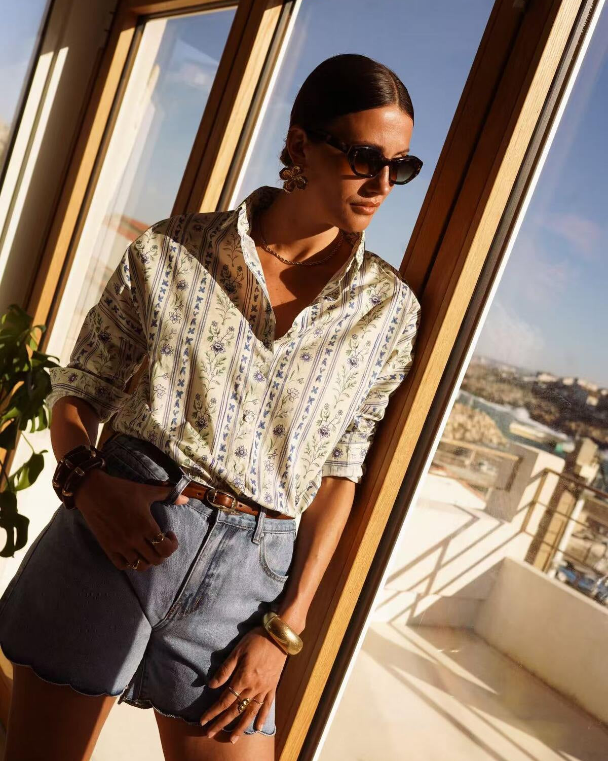 Striped Floral Print Shirt