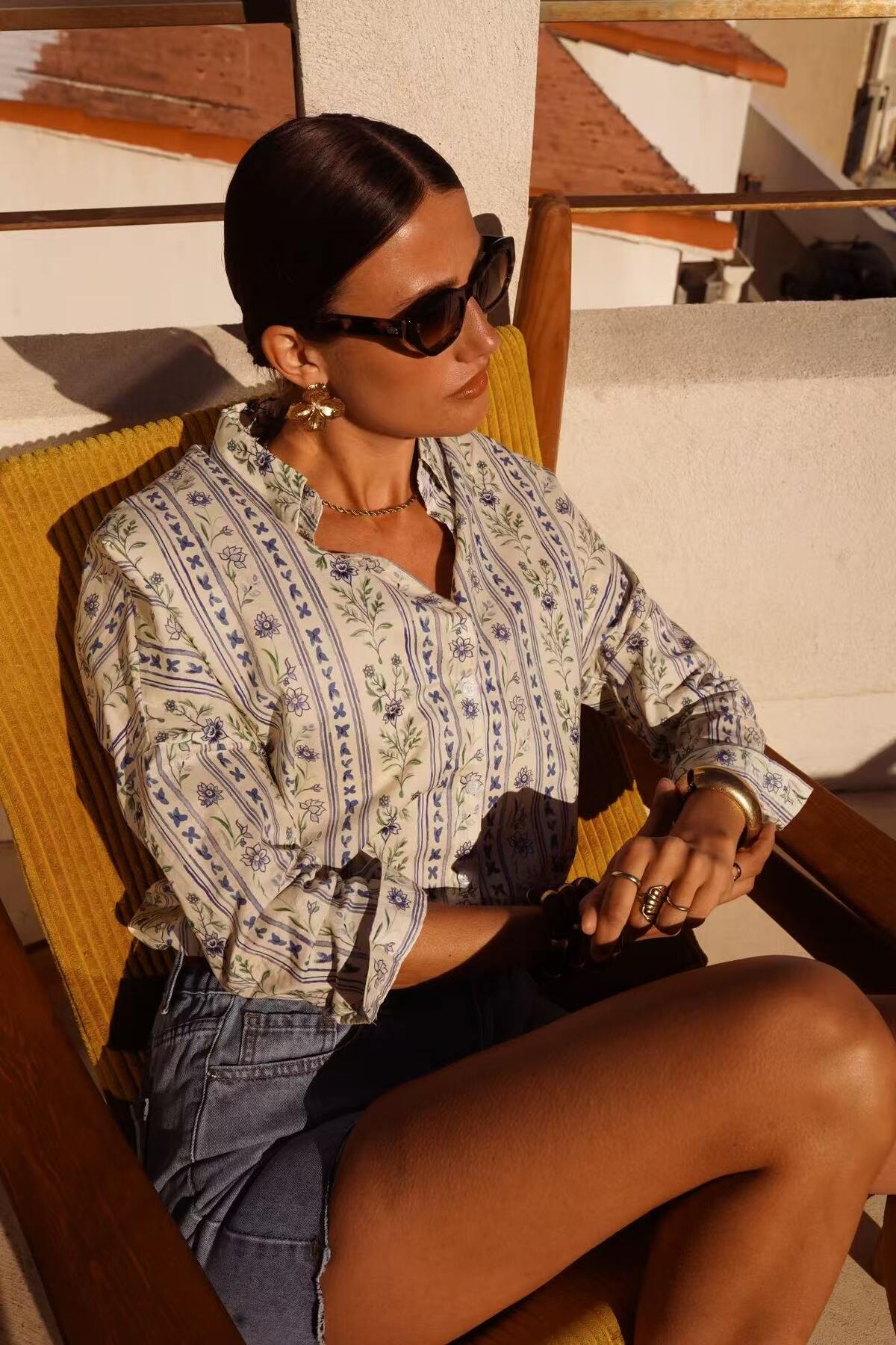 Striped Floral Print Shirt