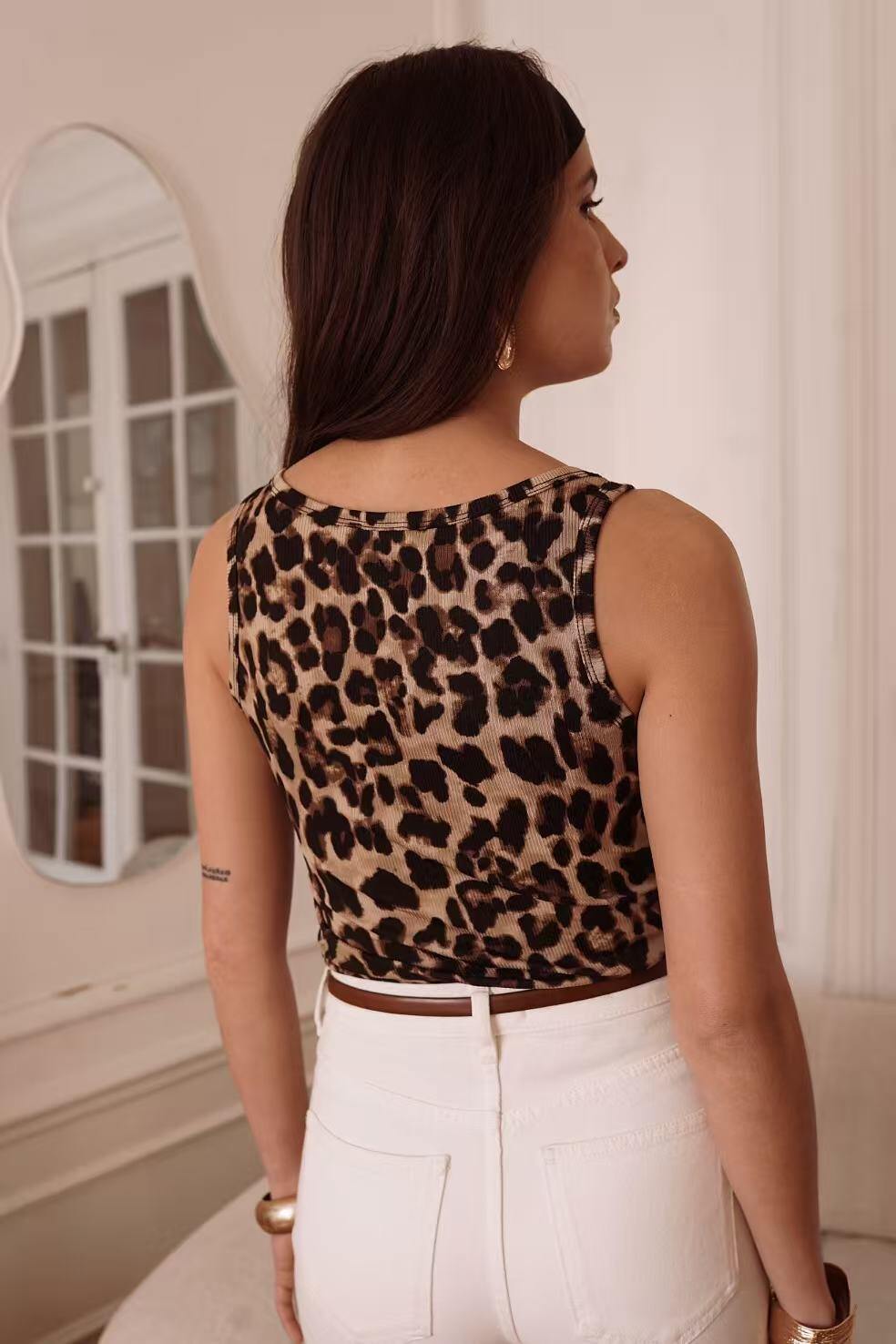 Ribbed Leopard Tank Top