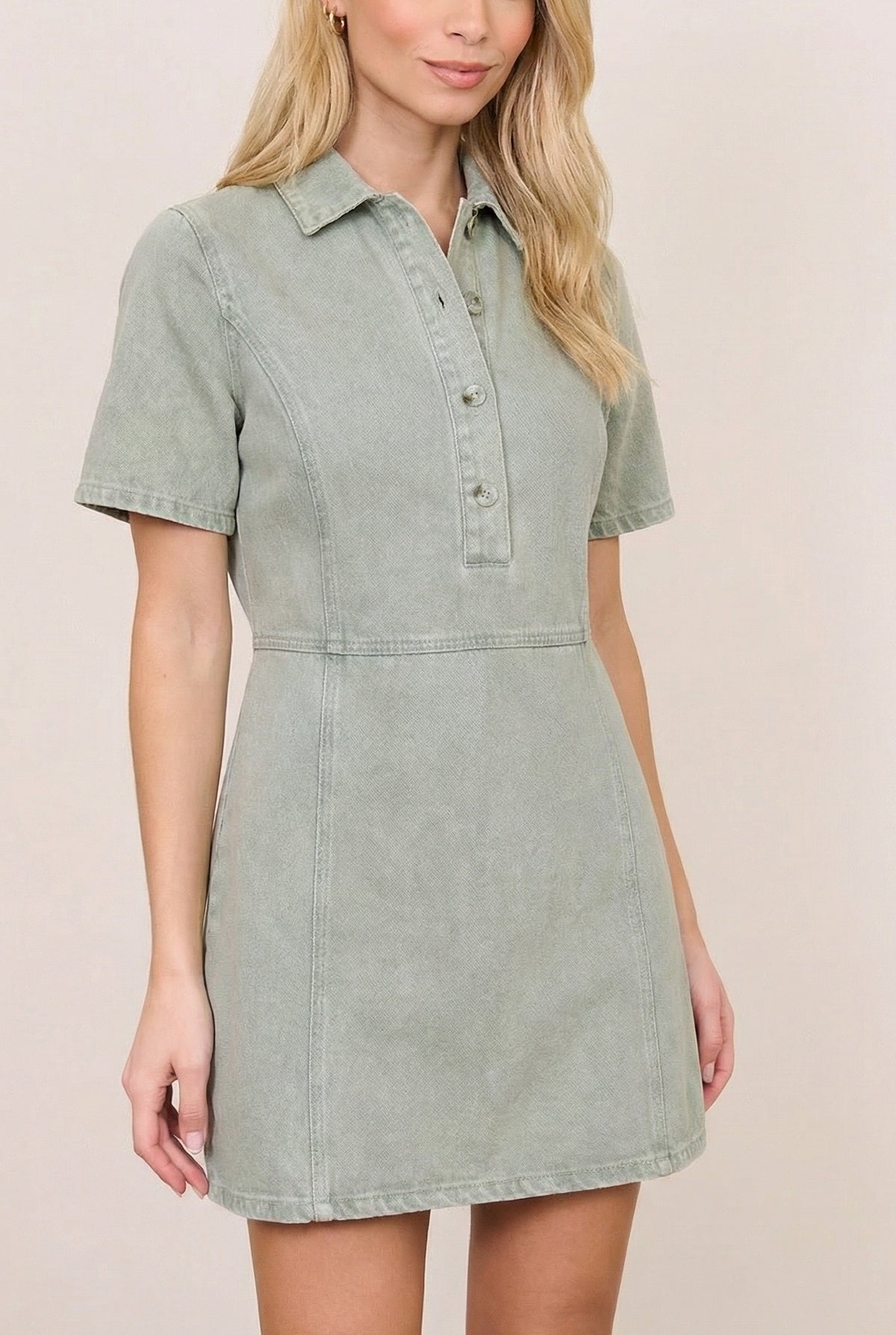 Green Denim Mini Dress