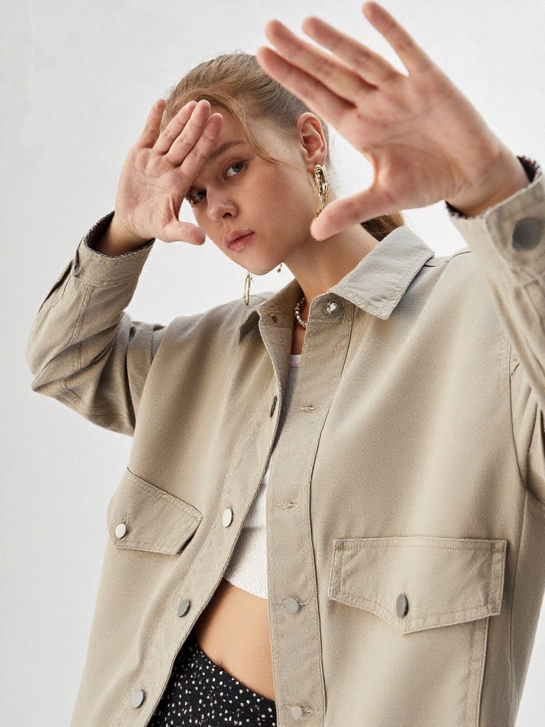 Oversized Canvas Shirt Biege