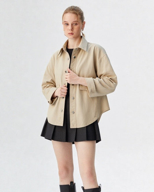 Oversized Canvas Shirt Biege
