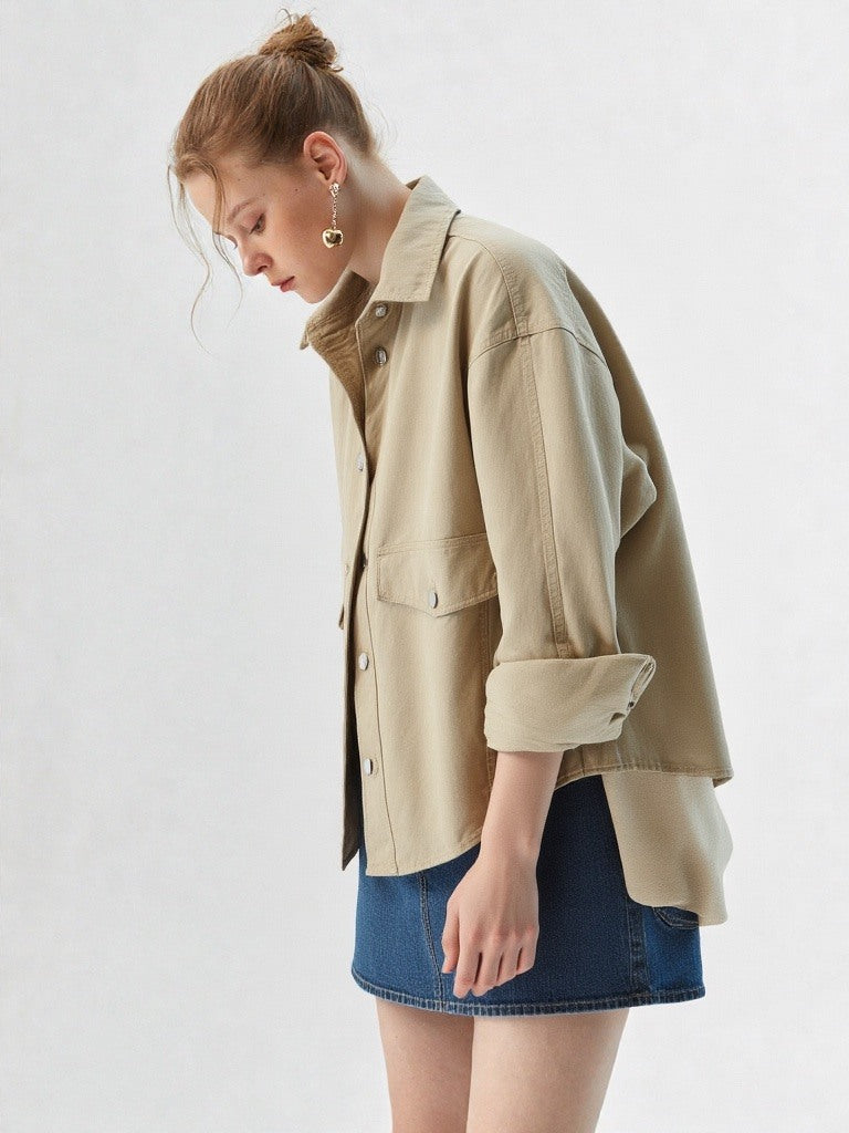 Oversized Canvas Shirt Biege