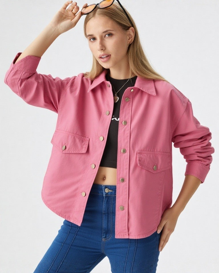 Oversized Canvas Shirt Pink