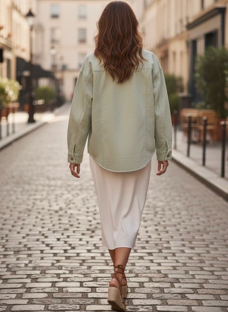 Oversized Canvas Shirt Green