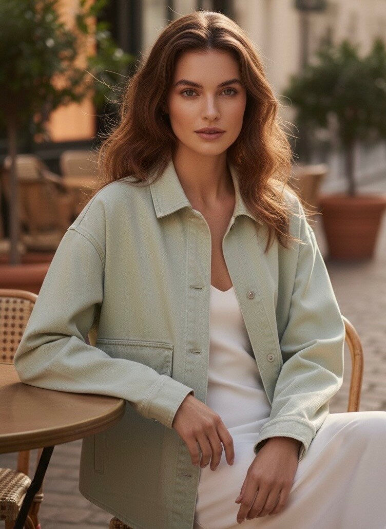 Oversized Canvas Shirt Green