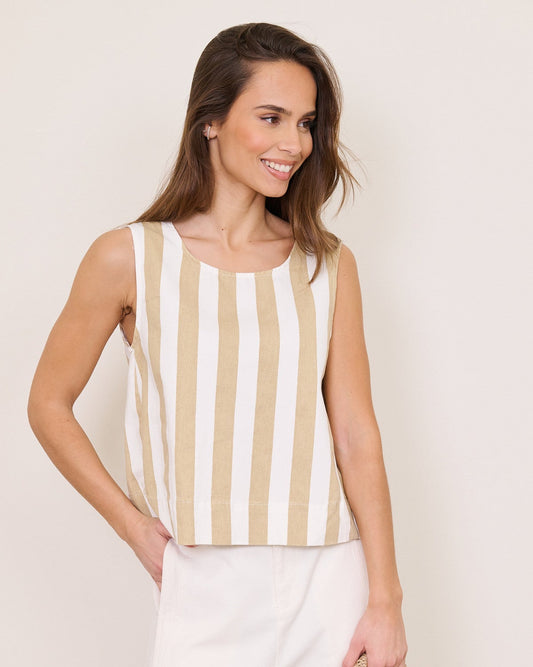 Beige Striped Top