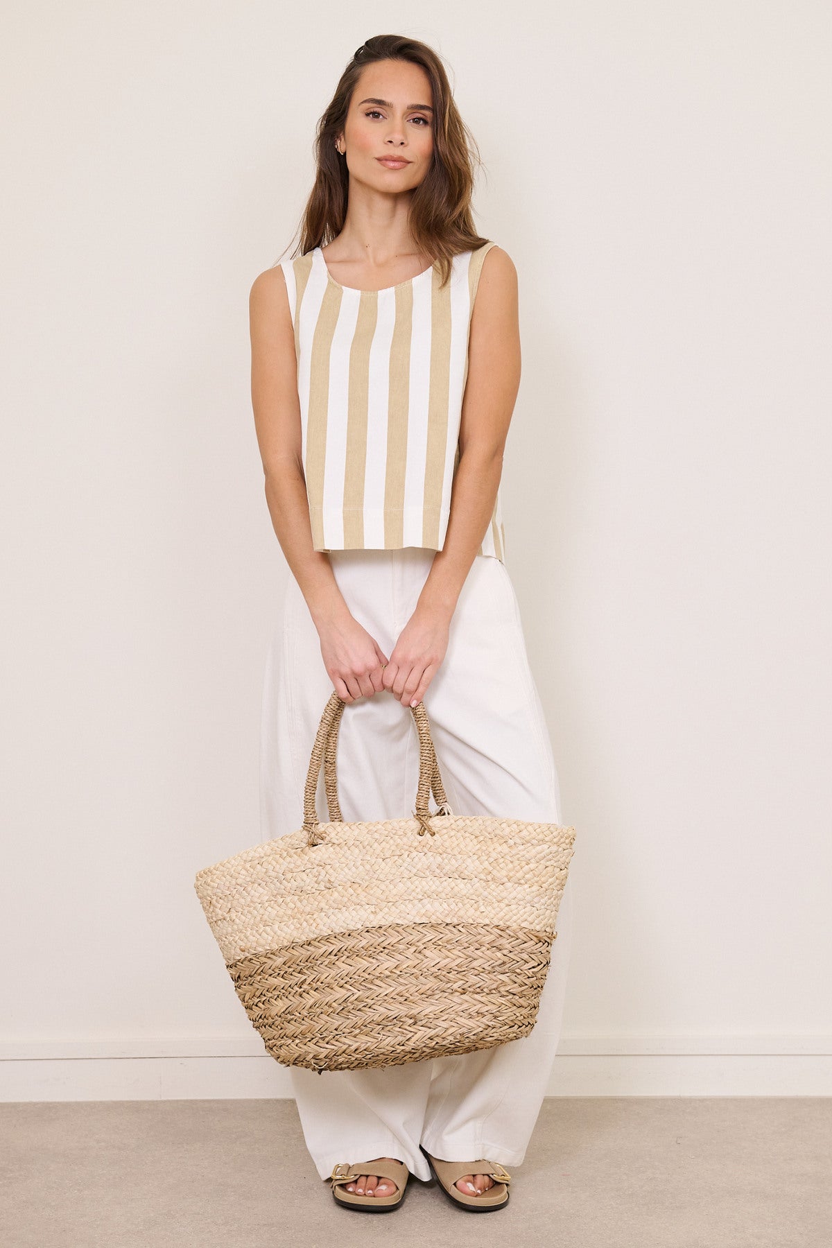 Beige Striped Top