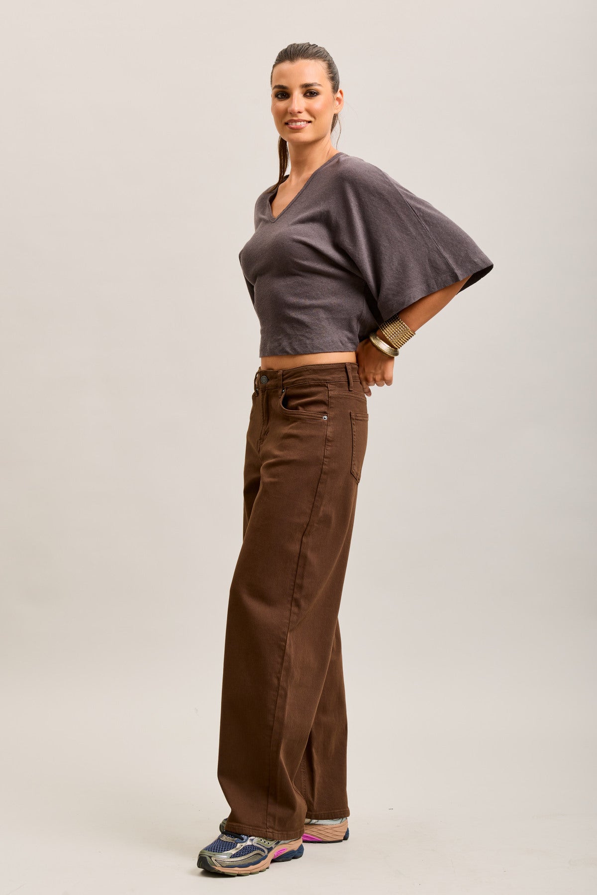 Brown barrel jeans