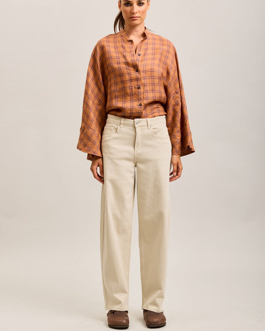 Cream barrel jeans