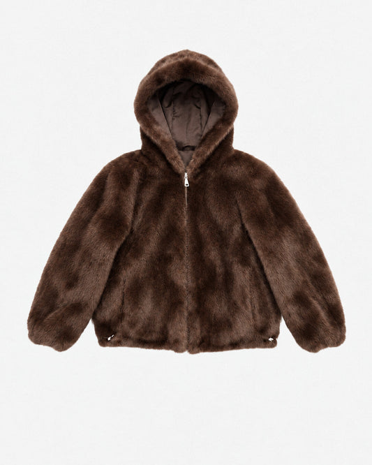 Zip up fur jacket